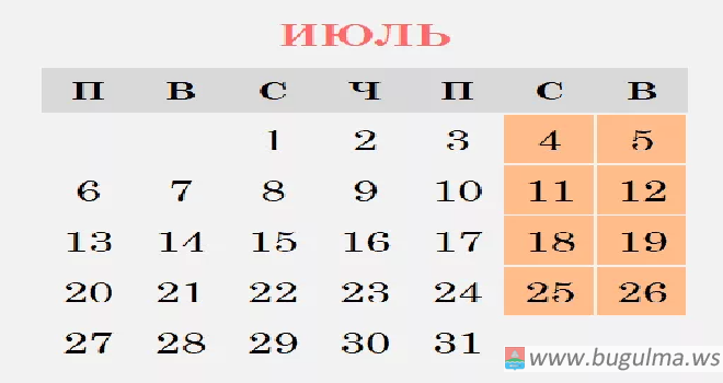 Жителей Татарстана в июле ждут два дополнительных дня отдыха.
